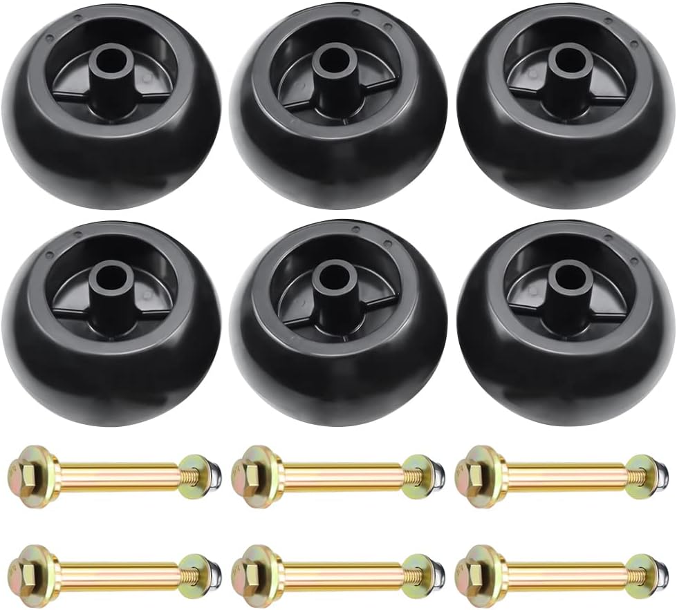 Pack of 6 Black Mower Anti Scalp Deck Wheel Y838