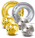 Bundle of Inflatable Silver & Gold Pool Float Tubes & Beach Balls Set of 6 F959533