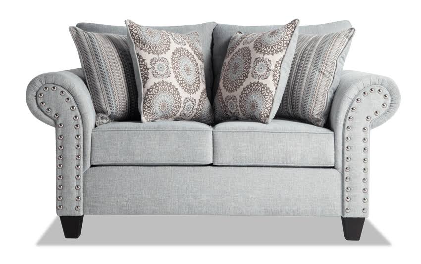 Light Blue Memory Foam Polyester Loveseat O6152