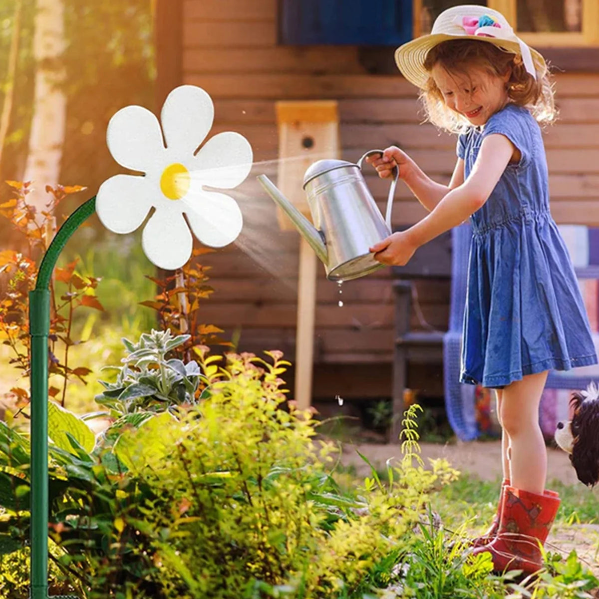 Flower Shaped Dancing Sprinklers Lawn Watering with 2pcs Adapter (White) J1017