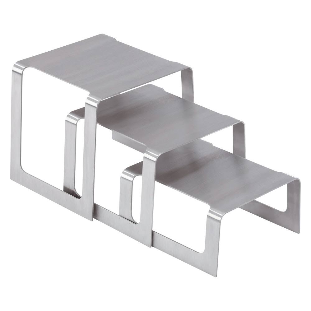 Set of Three Brushed Stainless Steel Square Buffet Risers Q5993