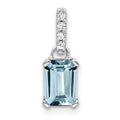 10k White Gold Aquamarine and Diamond Pendant Necklace F50256