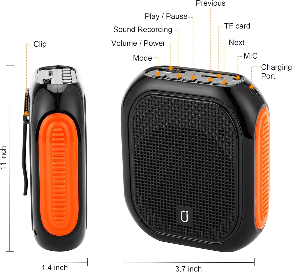 Portable Voice Amplifier with Wireless Microphone Headset and Waistband, Rechargeable PA System, Pack of 2 R3428