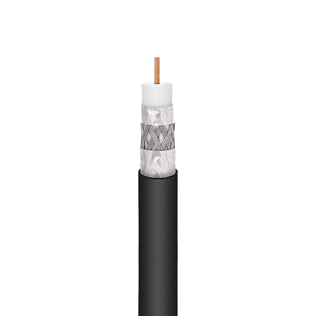 RG11 Coaxial Cable Tri Shield 14AWG Outdoor Direct Burial Gel Flooded Weather Resistant 500 ft Black Jacket L460229