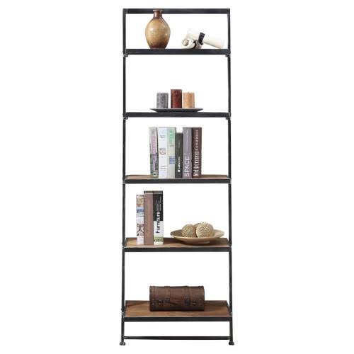 5 Tier Black Ladder Bookcase Shelf E770