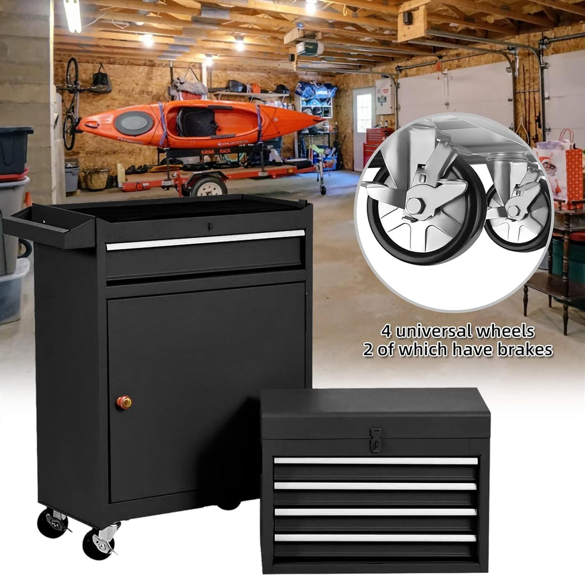 Black 5-Drawer Rolling Tool Chest with Wheels L497420