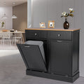 Dual White Double Kitchen Trash Cabinet with Two Wood Drawers X8381