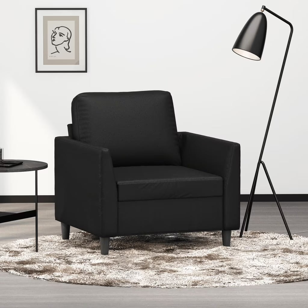 Black Faux Leather Sofa Chair V556