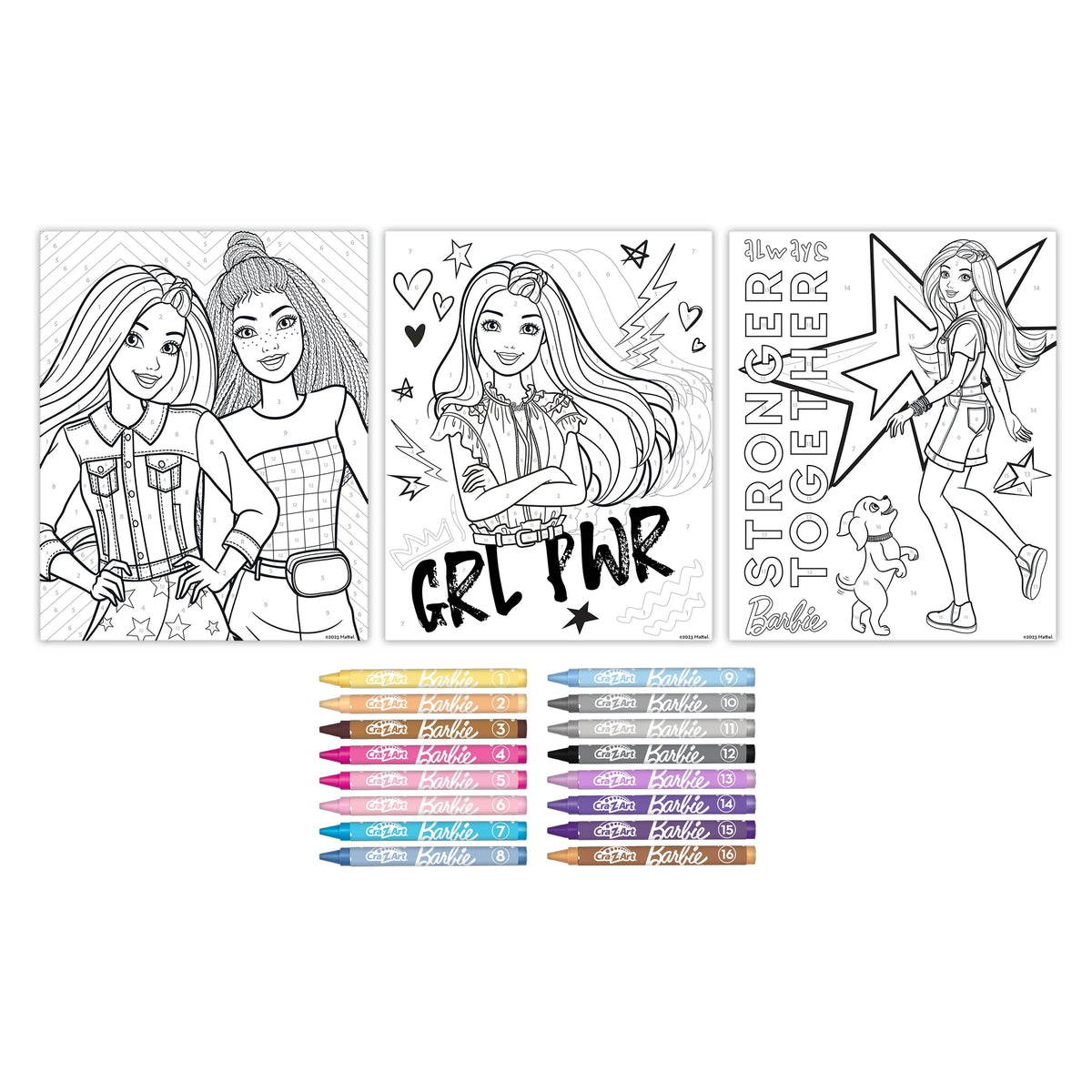19 Piece Crayon by Number Poster Coloring Set D699