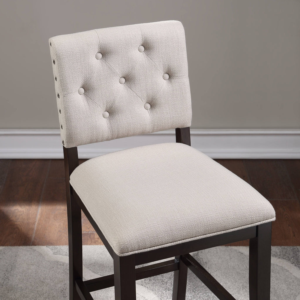 Walnut Button Tufted Counter Stool R413