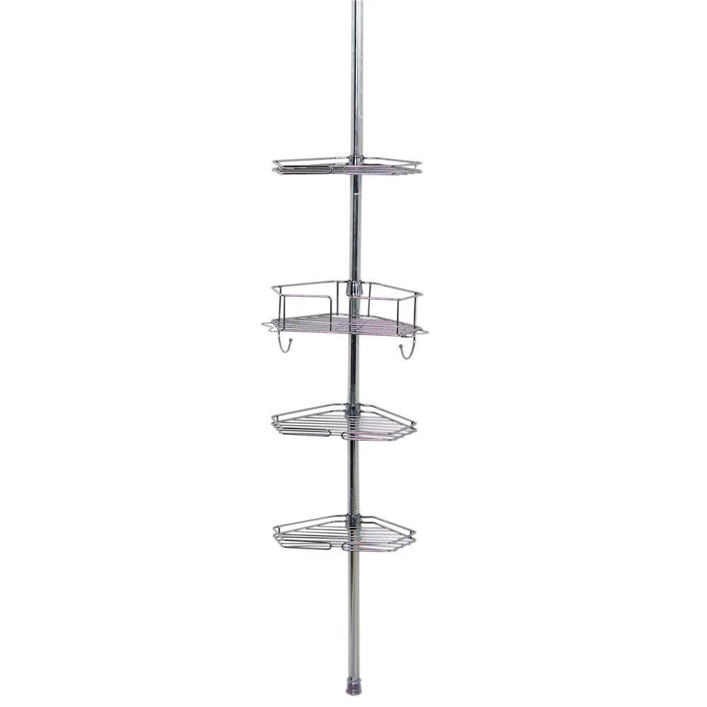 Chrome Grey Tension Corner Pole Caddy E19381