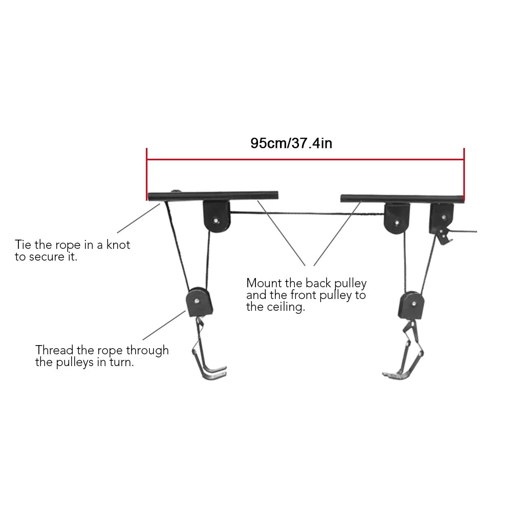 Bike Lift Pulley System Overhead Bike Rack with 60kg Bearing V4972