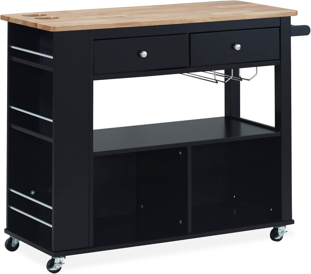 Black Kitchen Cart with Wheels D36806