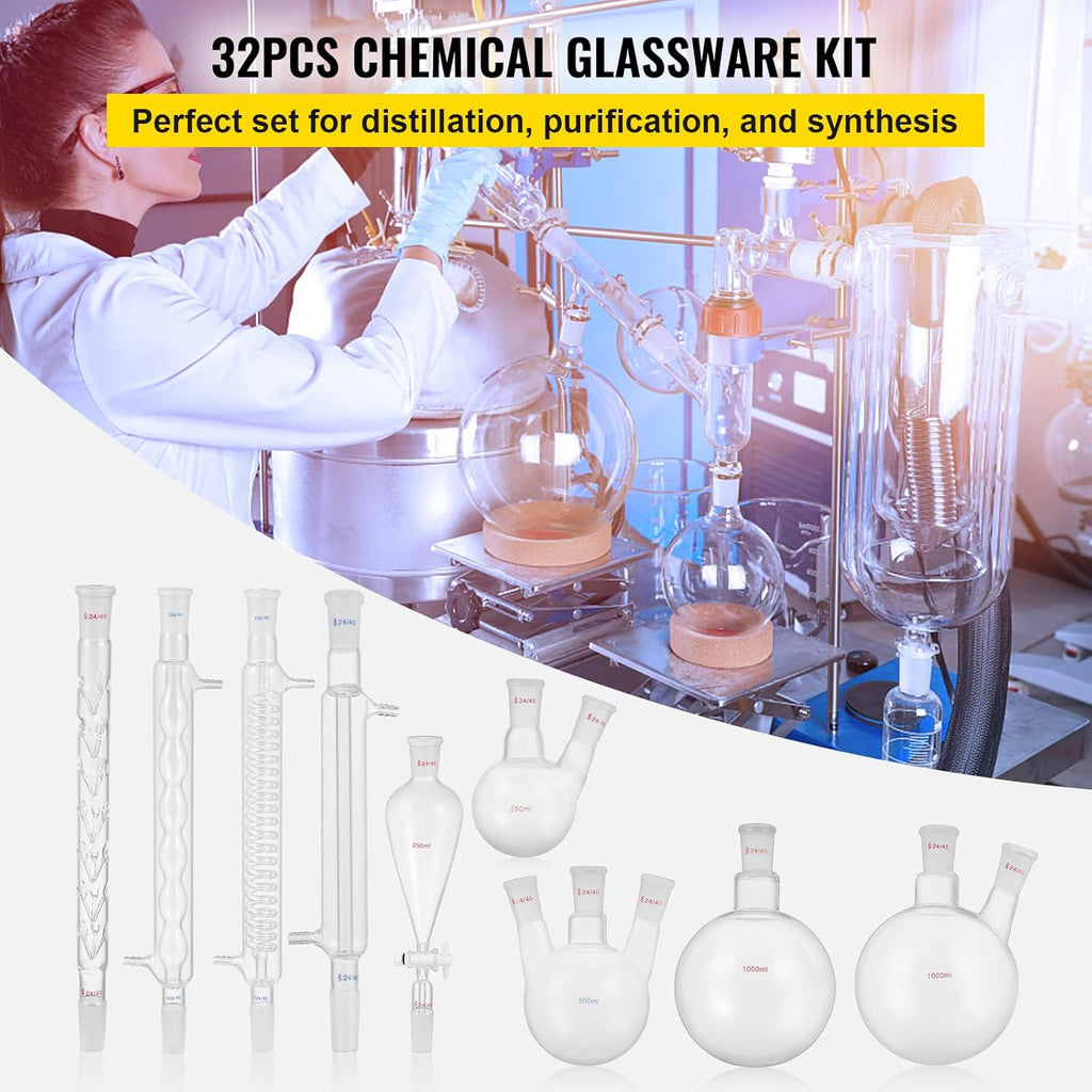 32PCS Chemistry Lab Glassware Kit 250 1000ml K31596