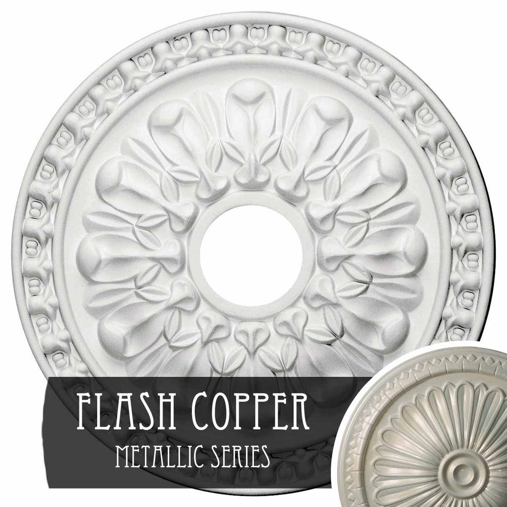 18x22OD x 3 1/2x22ID x 1 3/8x22P Hand-Painted Flash Copper Ceiling Medallion P279