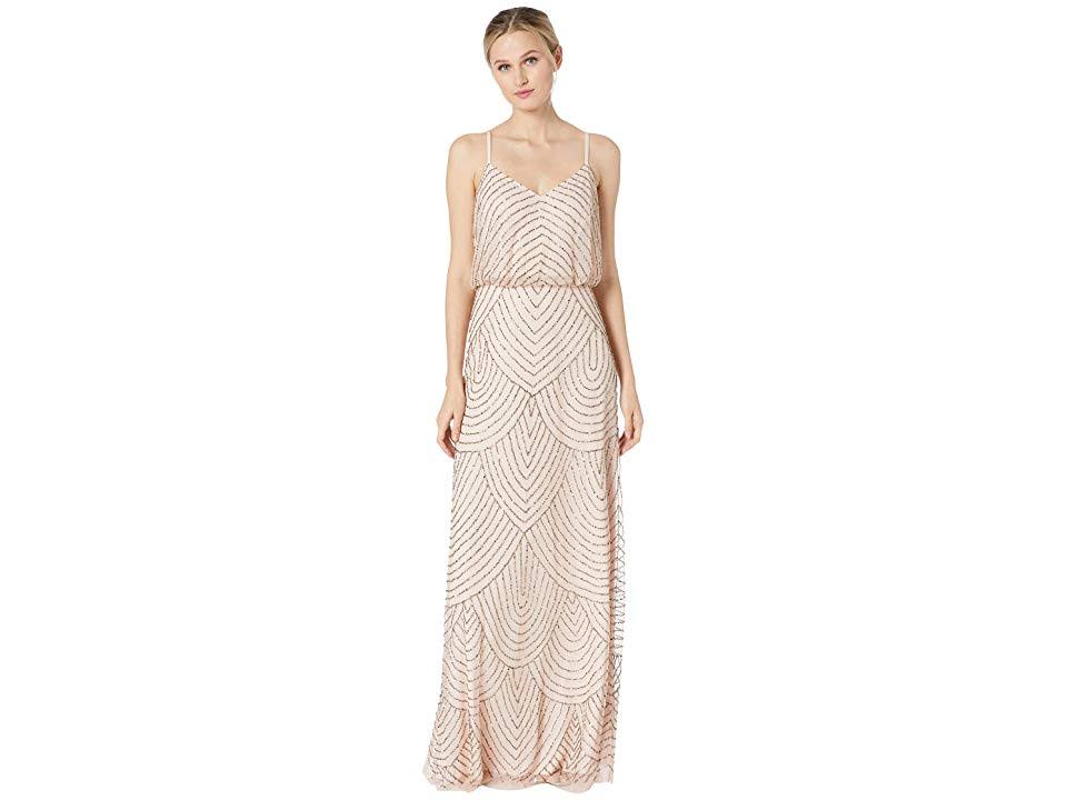 Beaded Blouson Gown, Blush Gold, Size: 16 Y23611