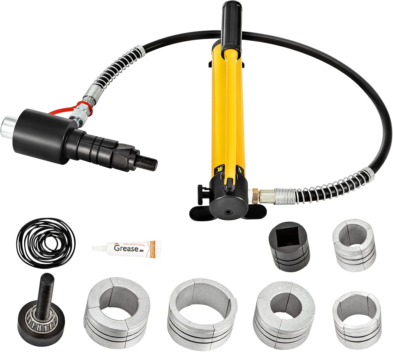 Hydraulic Exhaust Pipe Expander, 10 T Manual Pipe Stretcher with 4 Dies and 2 Storing Case Z1046