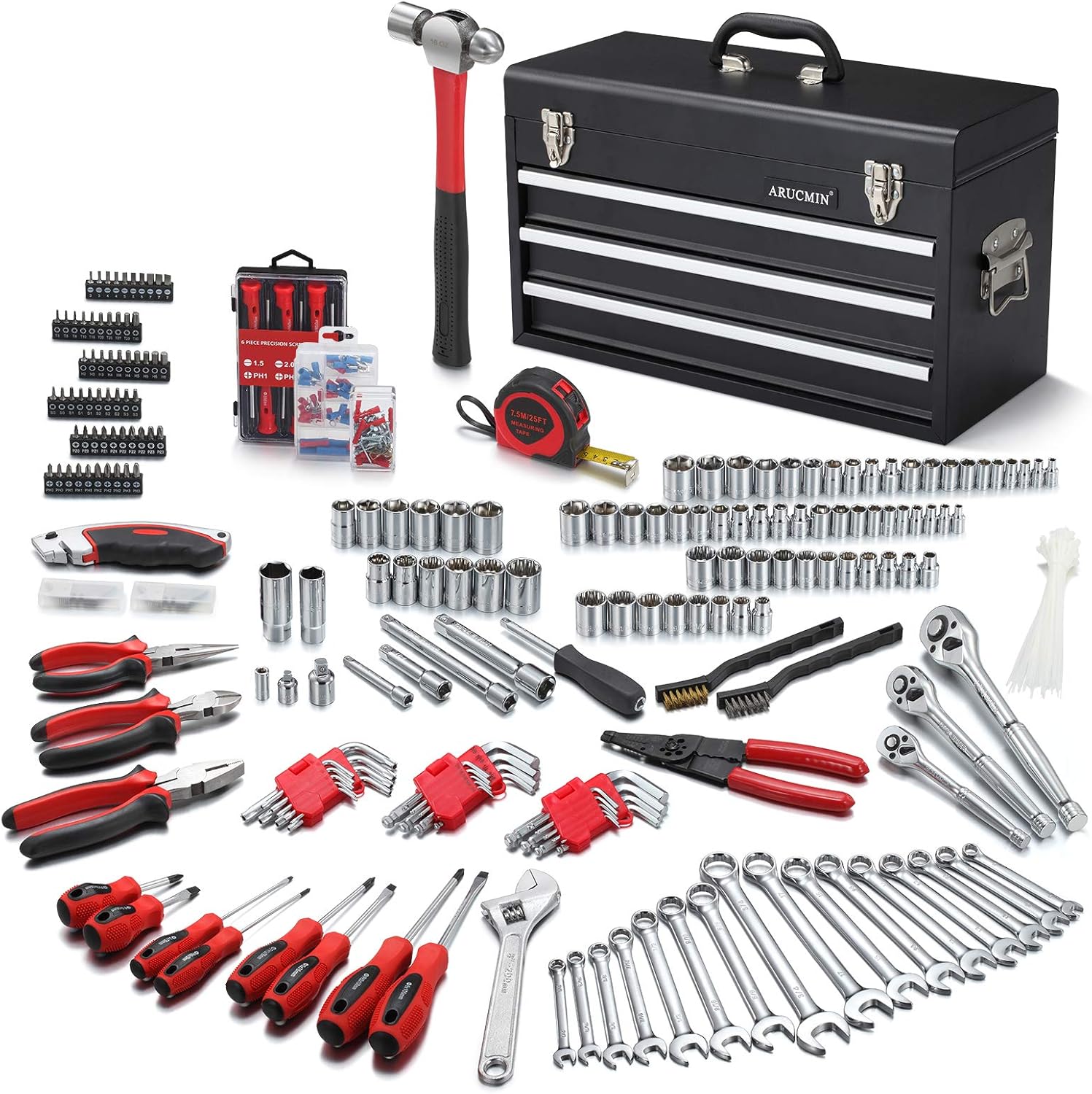 438-Piece Mechanics Tool Set with 3-Drawer Metal Box P242