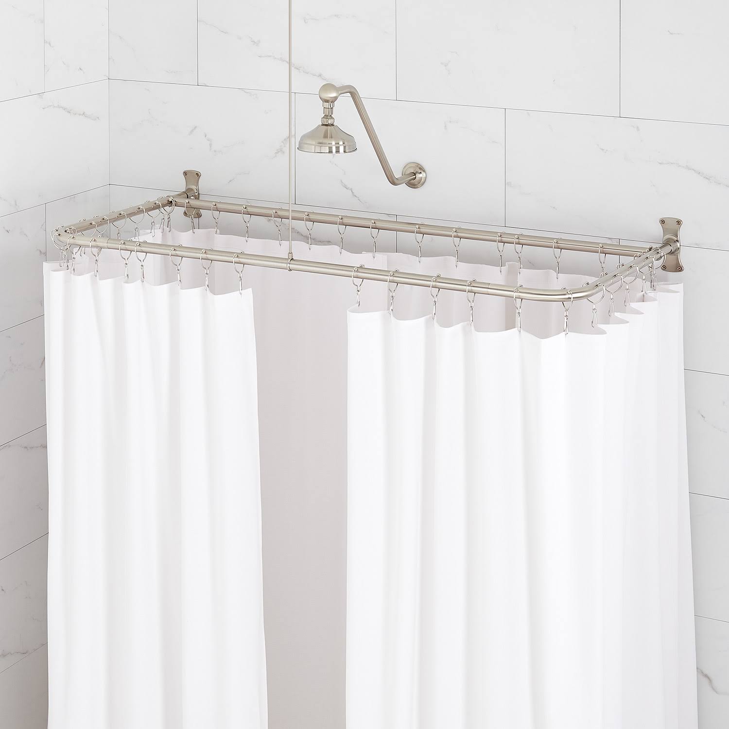 D-Shaped Solid Brass Shower Ring and Ceiling Support Matte Black M8154