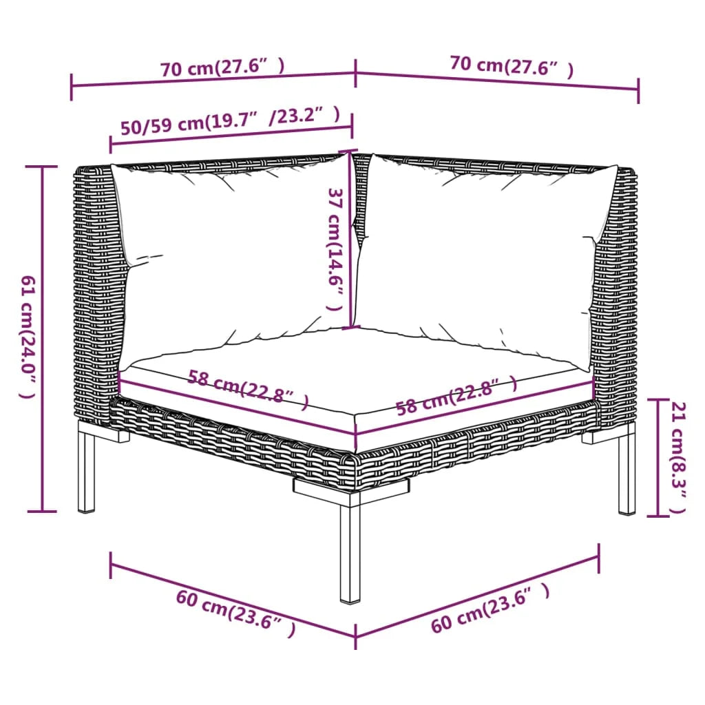 Half Round Poly Rattan Patio Sofas with Cushions X59772