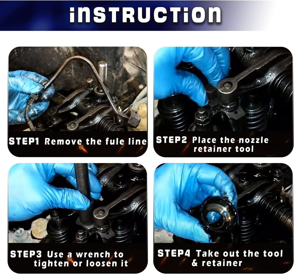 Fuel Injection Nozzle Retainer Spanner Wrench Tool Pack of 2 B7463