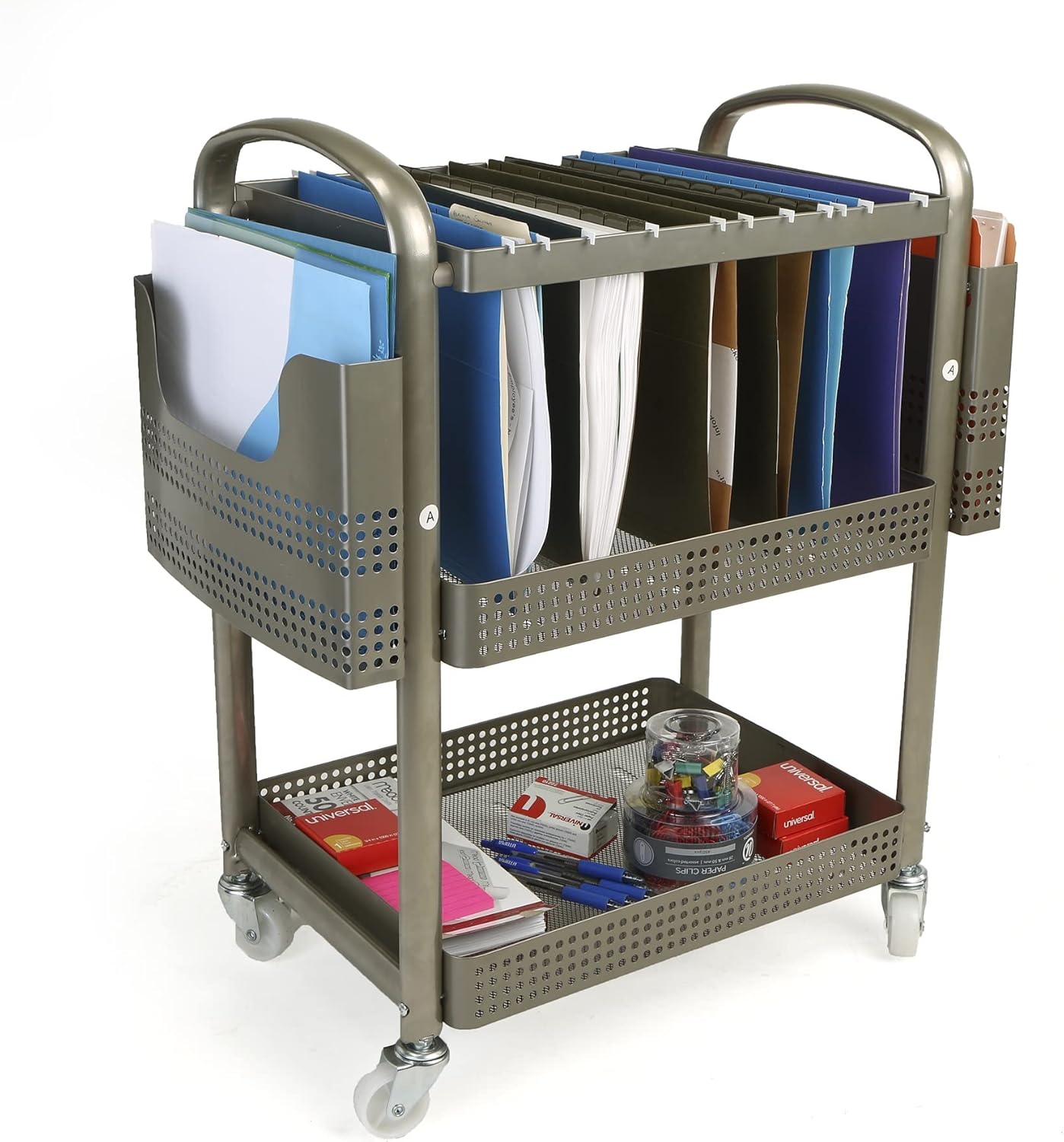 Silver Metal Mobile File Cart O430
