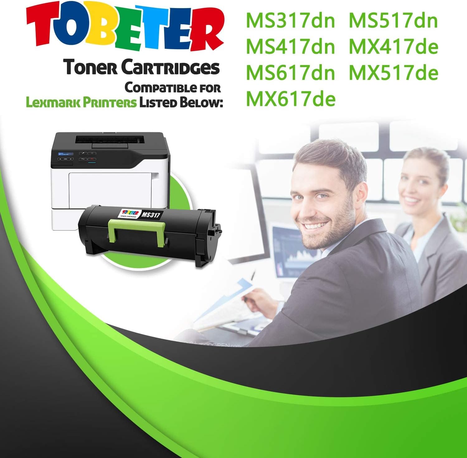 Remanufactured Toner Cartridge for Lexmark 51B1000 Printer (1Pack) Pack of 2 T551885