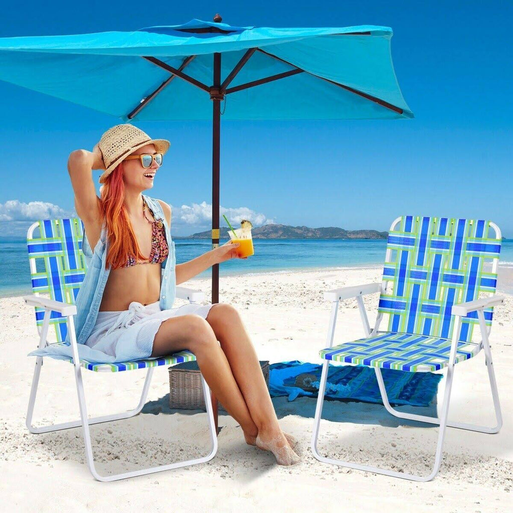 6 Pcs Folding Beach Chair Camping Lawn Chair Blue P56344