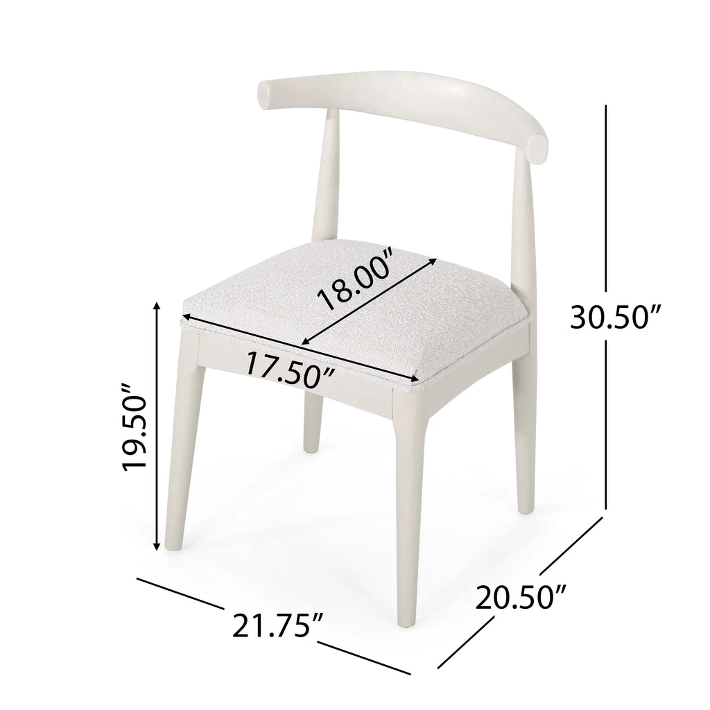 Almond Textured Boucle Fabric Upholstered Wood Dining Chairs, Set of 2 Z3778
