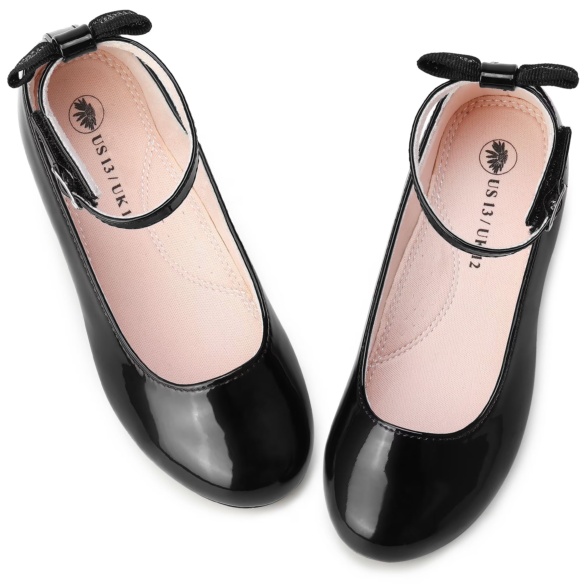 Black Mary Jane Flats Shoes V2843