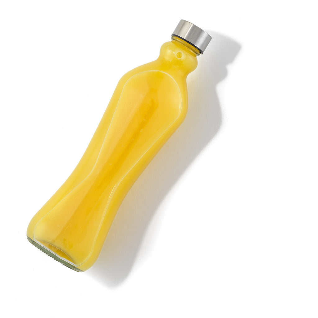 Clear Glass Water Bottles with Stainless Steel Screw Cap, Set of 4 U15201