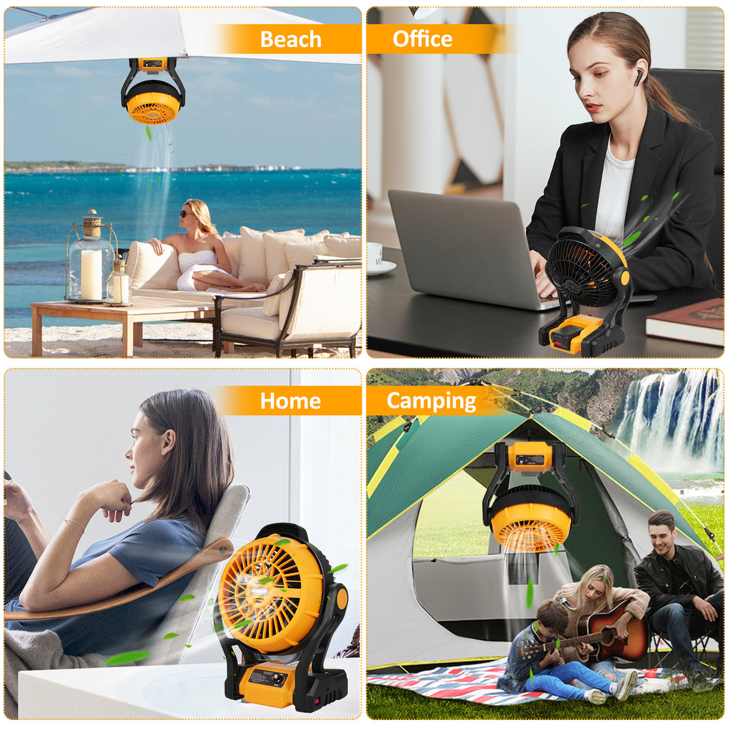 Rechargeable Portable 8 Inch Camping Fan with LED Lantern D1227