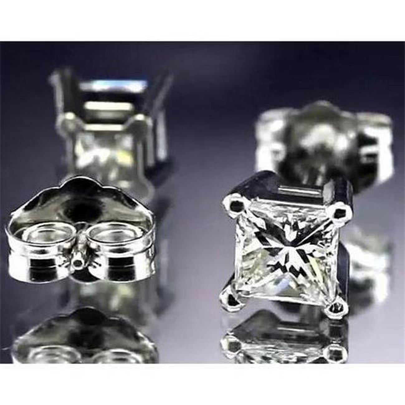 1 CT Princess Diamond Stud Earring, 14K White Gold C817815