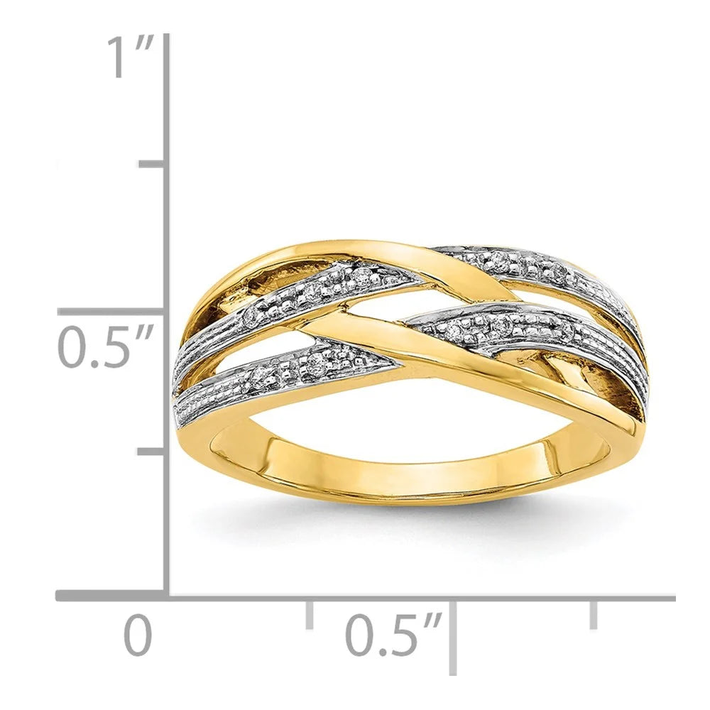 14kt Yellow Gold Rhodium Diamond Ring Size 7 N157