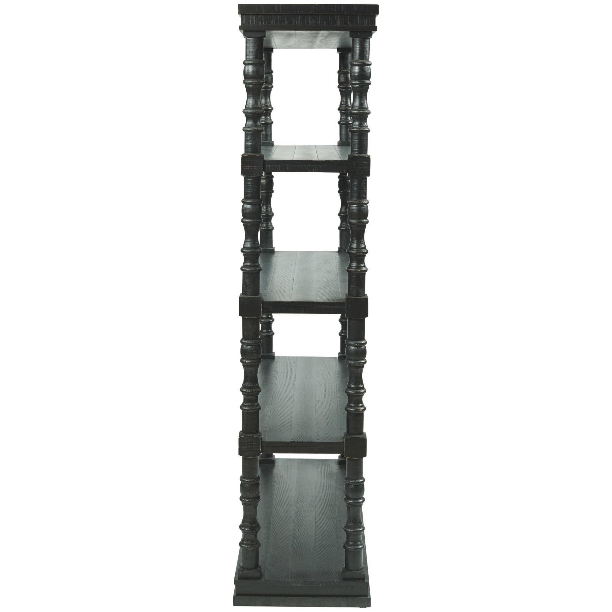 Antique Black 5 Tier Wooden Bookcase Y5366