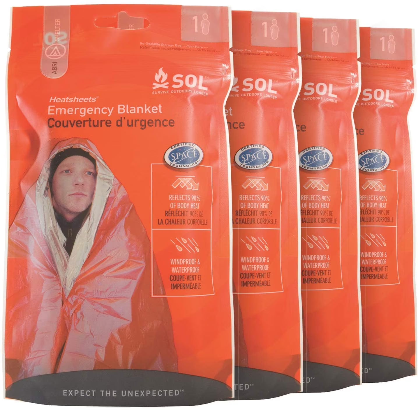 90% Reflective Emergency Blanket, Pack of 4 C257