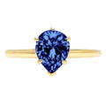 Pear Cut Blue Simulated Tanzanite 18k Yellow Gold Solitaire Ring Size 3.5 M787