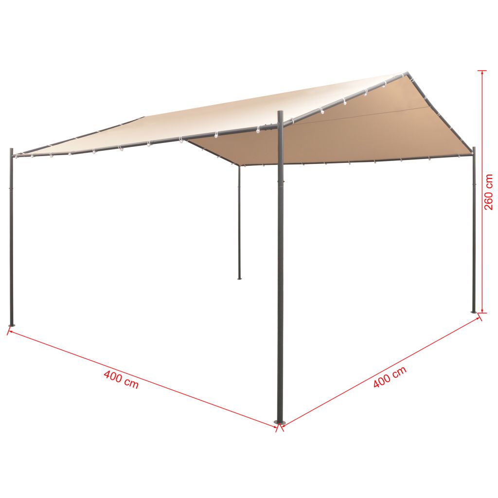 Beige Steel Gazebo Pavilion Tent Canopy N91052