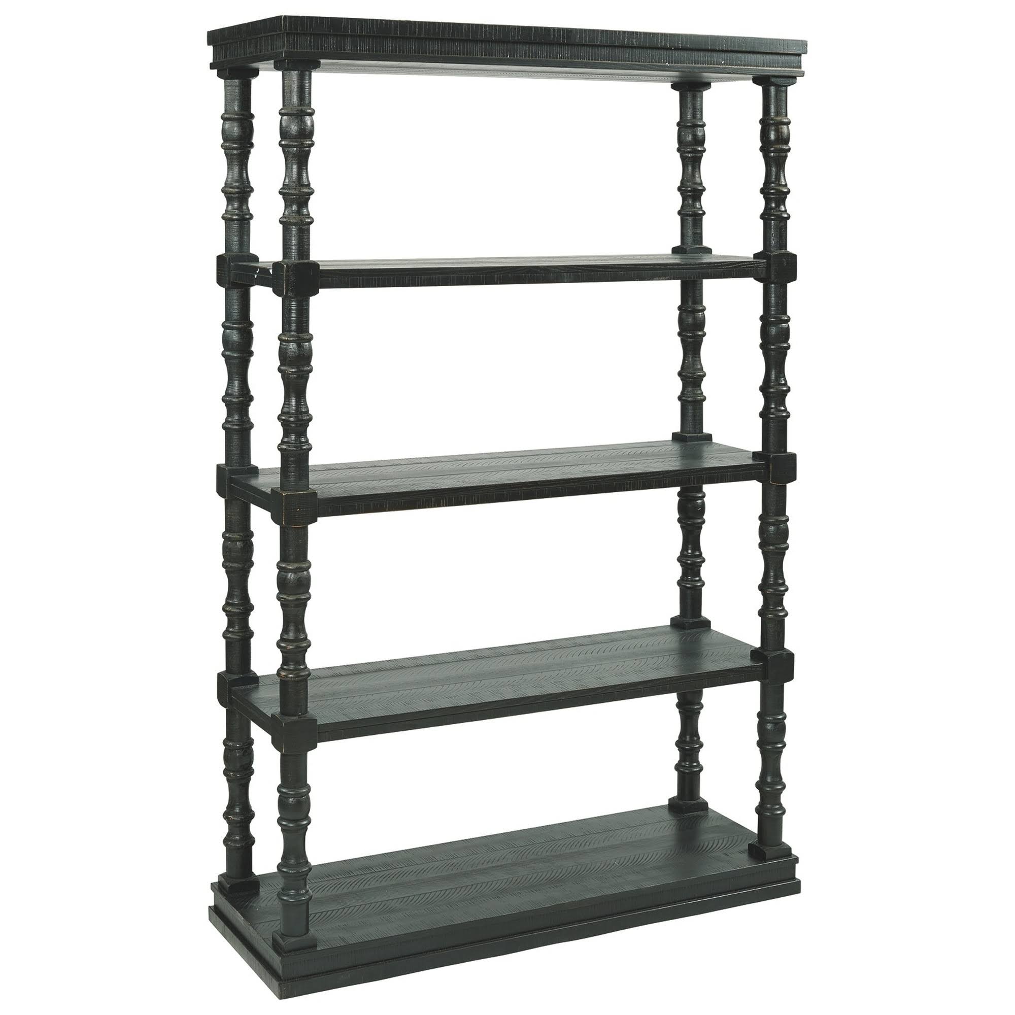 Antique Black 5 Tier Wooden Bookcase Y5366