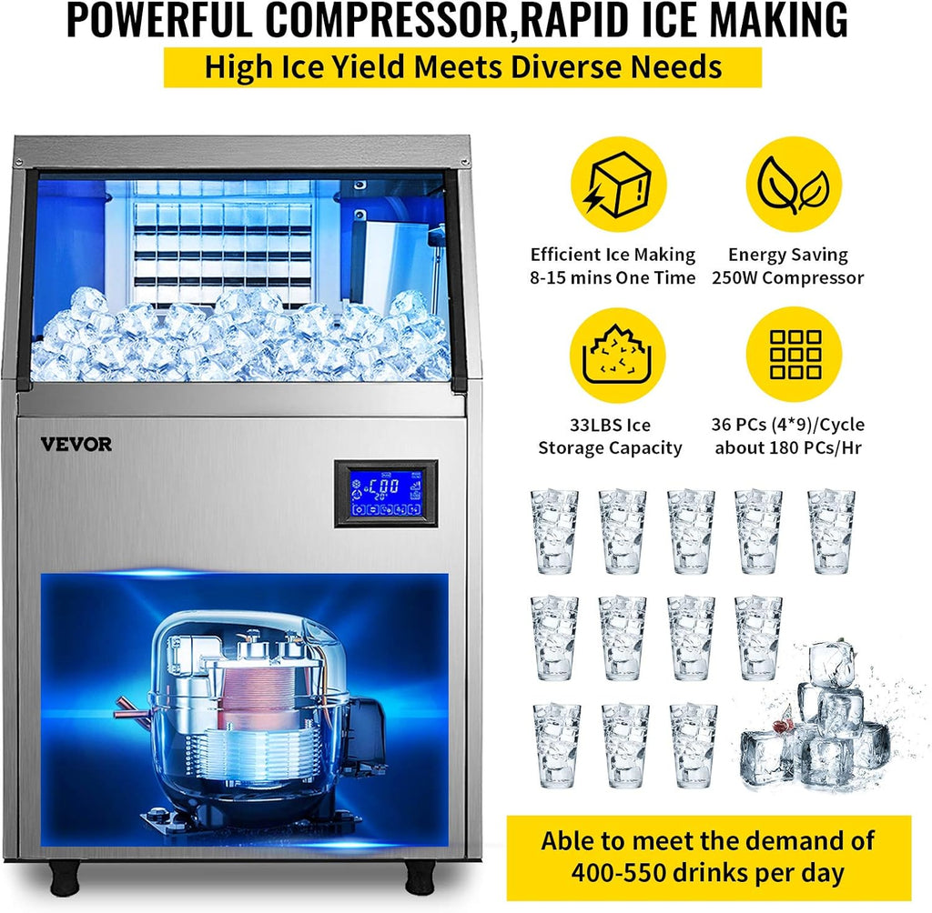 110V Commercial Ice Maker with Stainless Steel Construction A341209