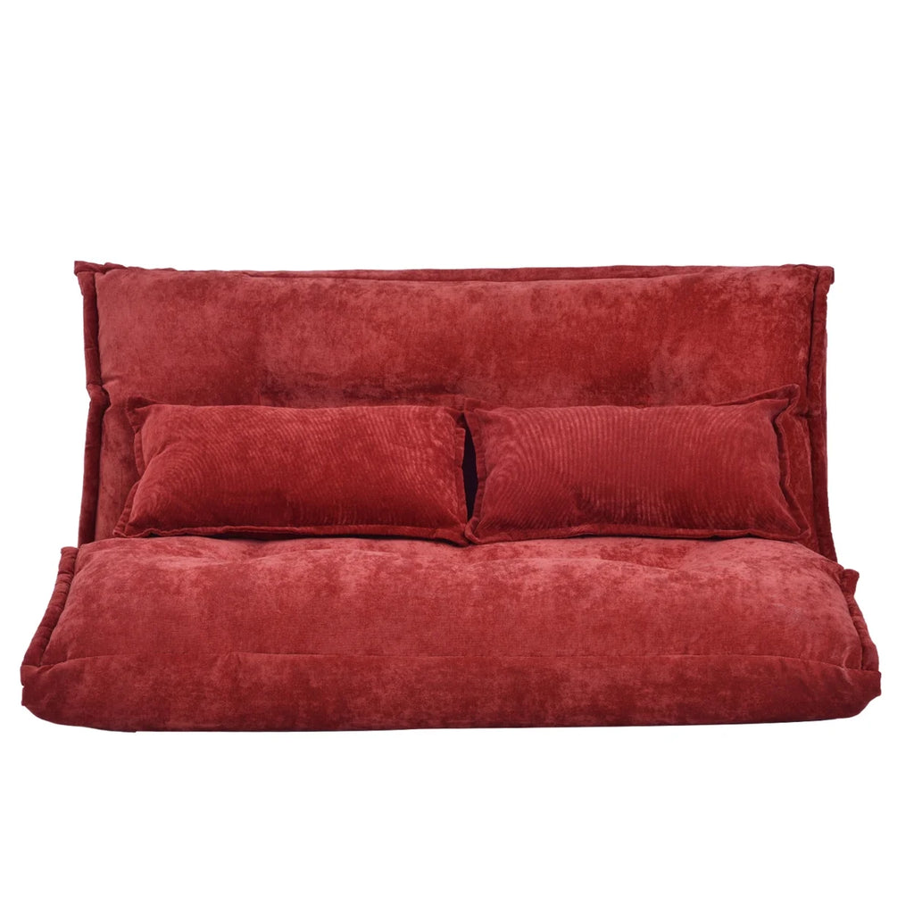 Red Sofa Bed with 5 Way Adjustable Back and Pillows Y814