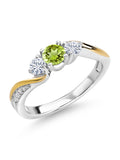 925 Silver 10K Yellow Gold Green Peridot White Moissanite White Lab Grown Diamond 3 Stone Engagement Ring S980