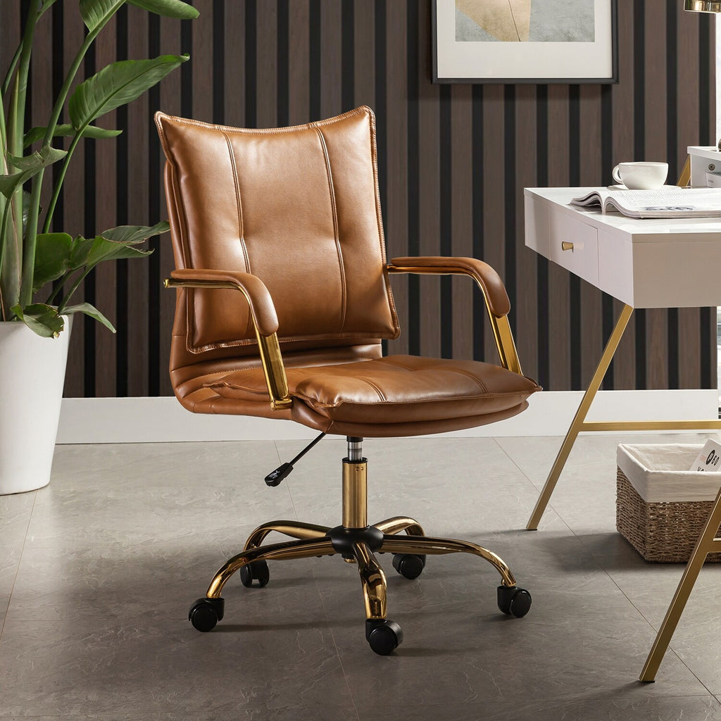 Faux Leather Swivel Office Desk Chair with Height-adjustable Z5287
