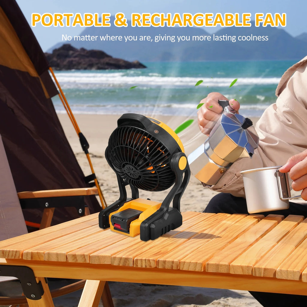 Rechargeable Portable 8 Inch Camping Fan with LED Lantern D1227