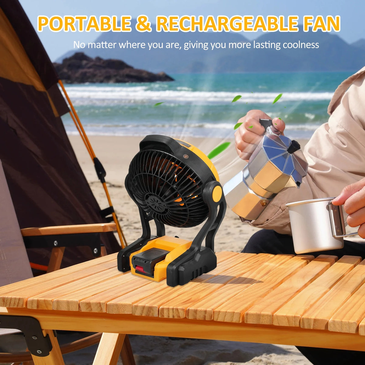 Rechargeable Portable 8 Inch Camping Fan with LED Lantern D1227