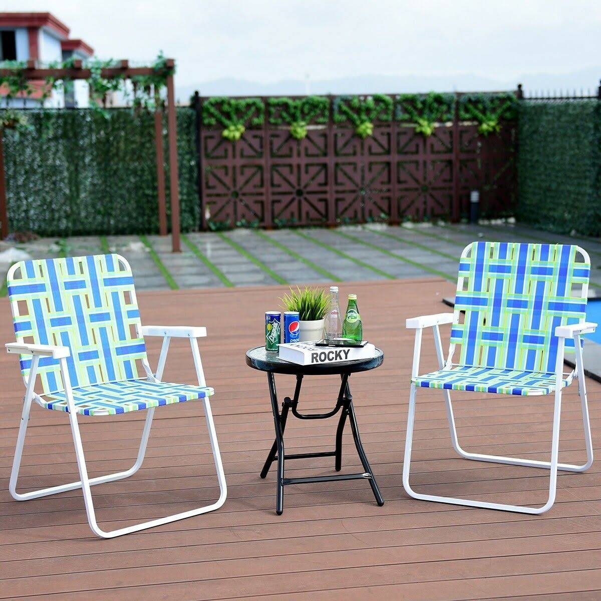 6 Pcs Folding Beach Chair Camping Lawn Chair Blue P56344