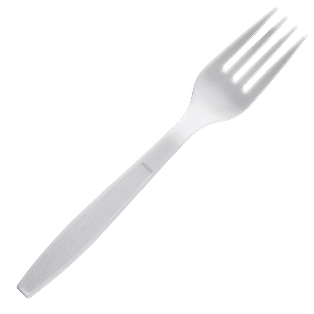 White Heavyweight Plastic Fork, 500 ct X325386