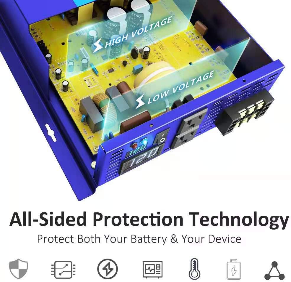 3500W / 7000W Peak 24V DC to AC 110V 120V Pure Sine Wave Power Inverter with LCD Display R98695