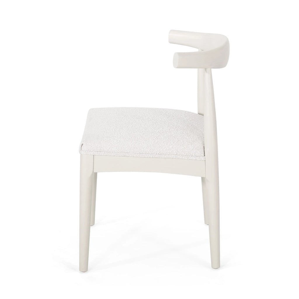 Almond Textured Boucle Fabric Upholstered Wood Dining Chairs, Set of 2 Z3778