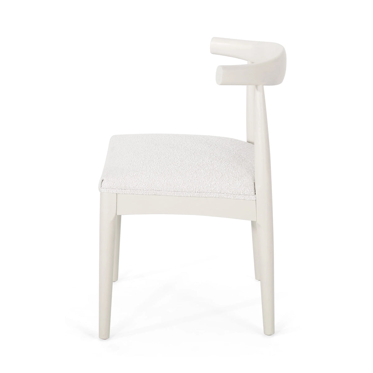 Almond Textured Boucle Fabric Upholstered Wood Dining Chairs, Set of 2 Z3778